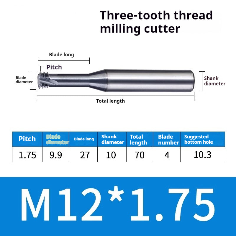 2034-65° three-tooth thread milling cutter, tungsten steel alloy end mill, tooth milling cutter, three-edged coating, M2M3M4M6 CNC cutter Shandong Denso Pricision Tools Co.,Ltd.